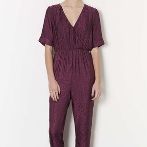 Topshop Purple Satin Animal Jumpsuit